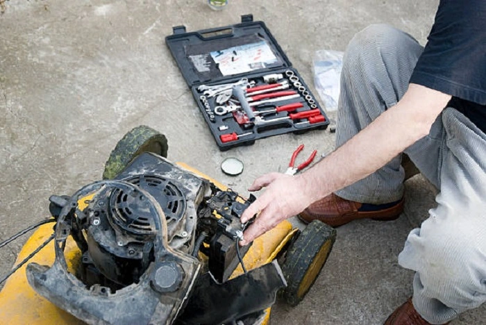 damaged lawn mower engine